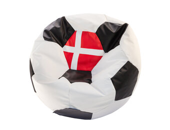 Zitzak voetbal L - Ø 90 cm - Rood/Wit/Zwart - Eco-leer