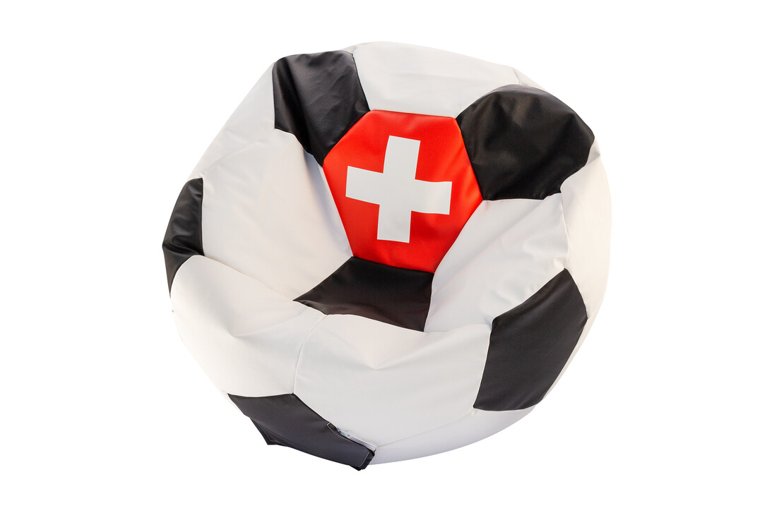 Voetbal zitzak Zwitserland - Rond, Ø 90 cm, Eco-leer