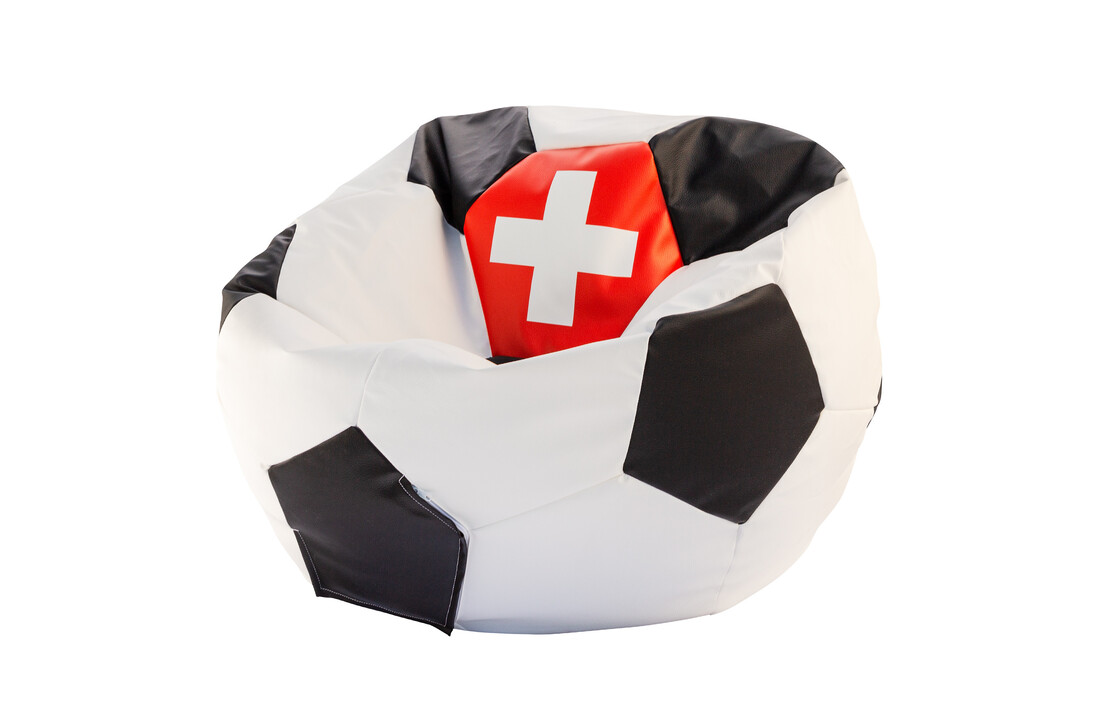 Zitzak voetbal ø 90 cm - Zwitserland - Eco-leer - Rood/Wit