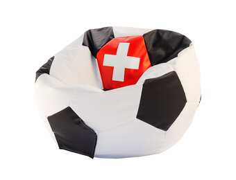 Zitzak voetbal ø 90 cm - Zwitserland - Eco-leer - Rood/Wit
