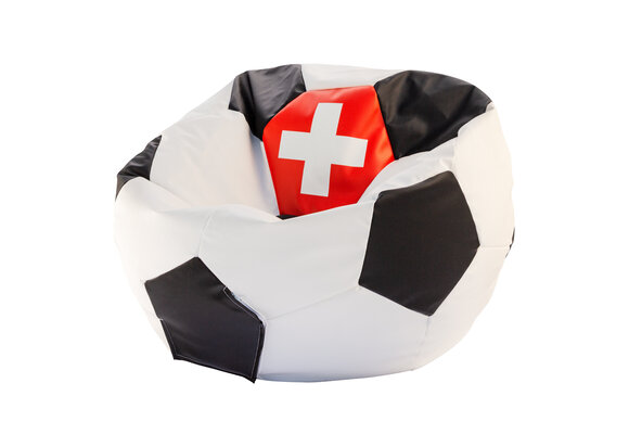 Zitzak voetbal ø 90 cm - Zwitserland - Eco-leer - Rood/Wit
