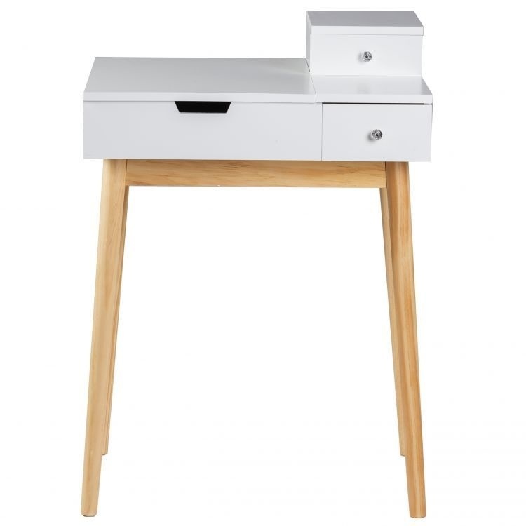 Houten kaptafel wit met klapspiegel & 3 lades - 60x50x76cm MDF/Grenen