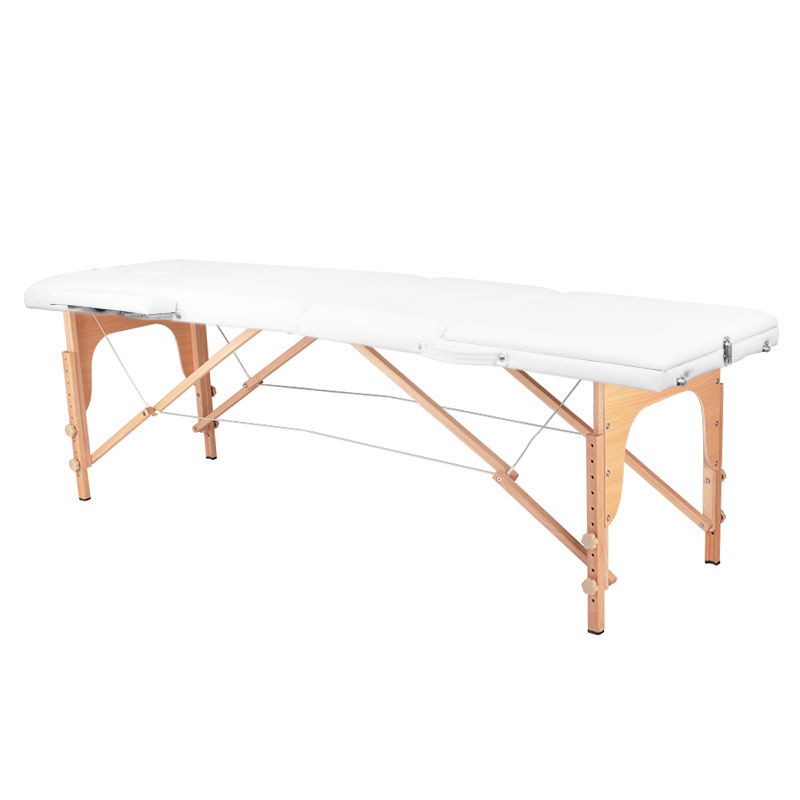 Witte massagetafel - 185x70cm inklapbaar hout