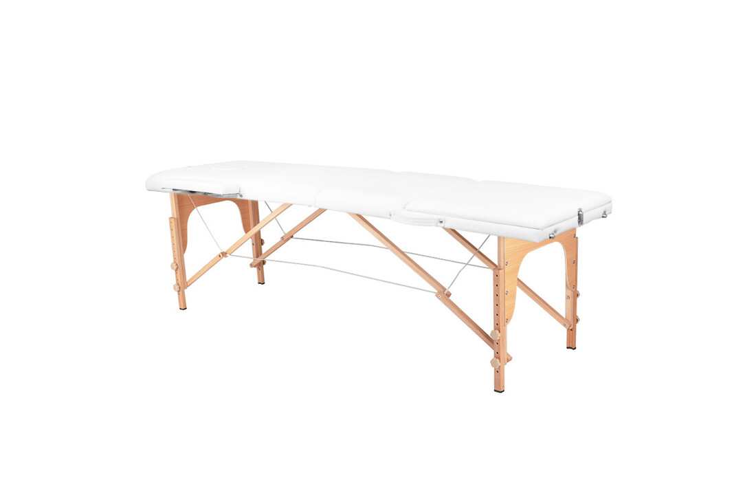 Massagetafel 3 secties - Wit - Houten frame - 185x70cm