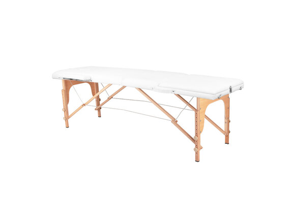 Massagetafel 3 secties - Wit - Houten frame - 185x70cm