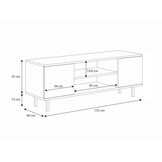 Tv meubel crème | 155x40x48 cm | Goud | Gelamineerd meubelplaat