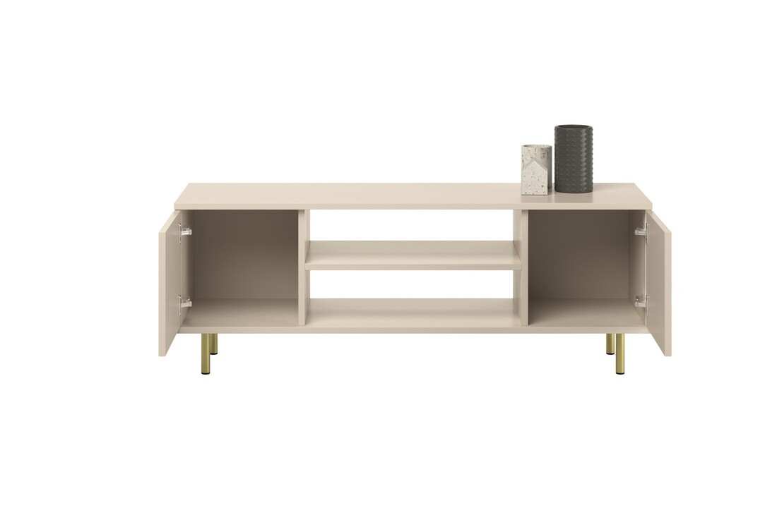 Tv kast gouden poten - 155cm crème met 2 deuren en plank