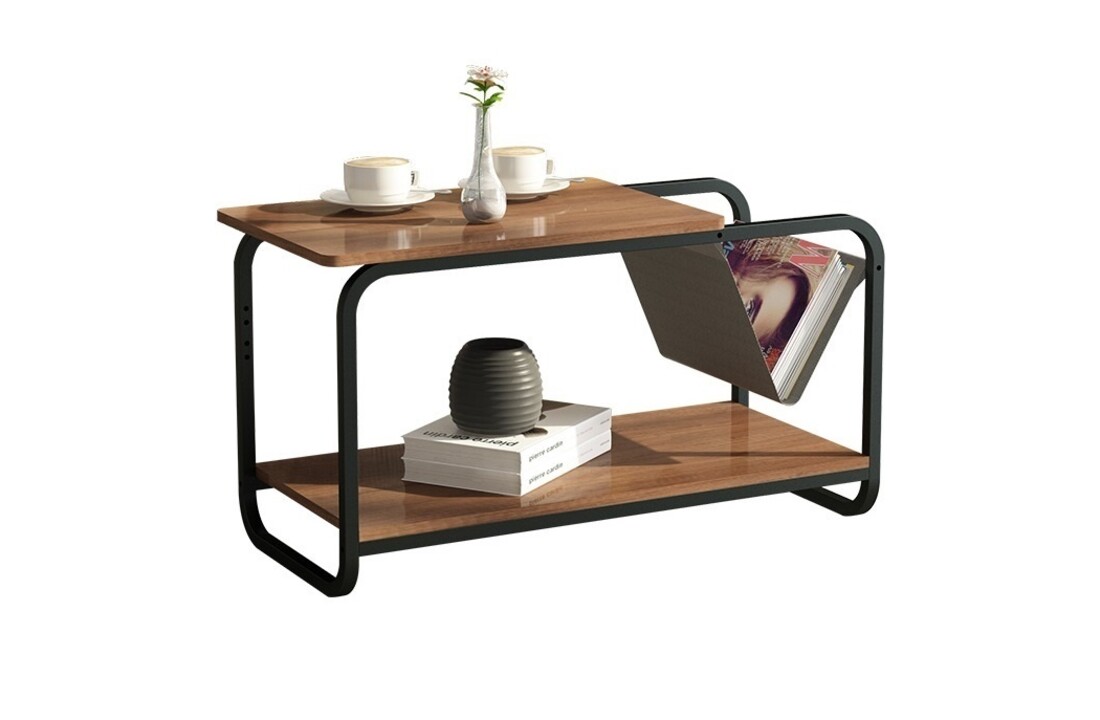 Bijzettafel industrieel zwart - 86,5x40x46 cm - Metaal & MDF