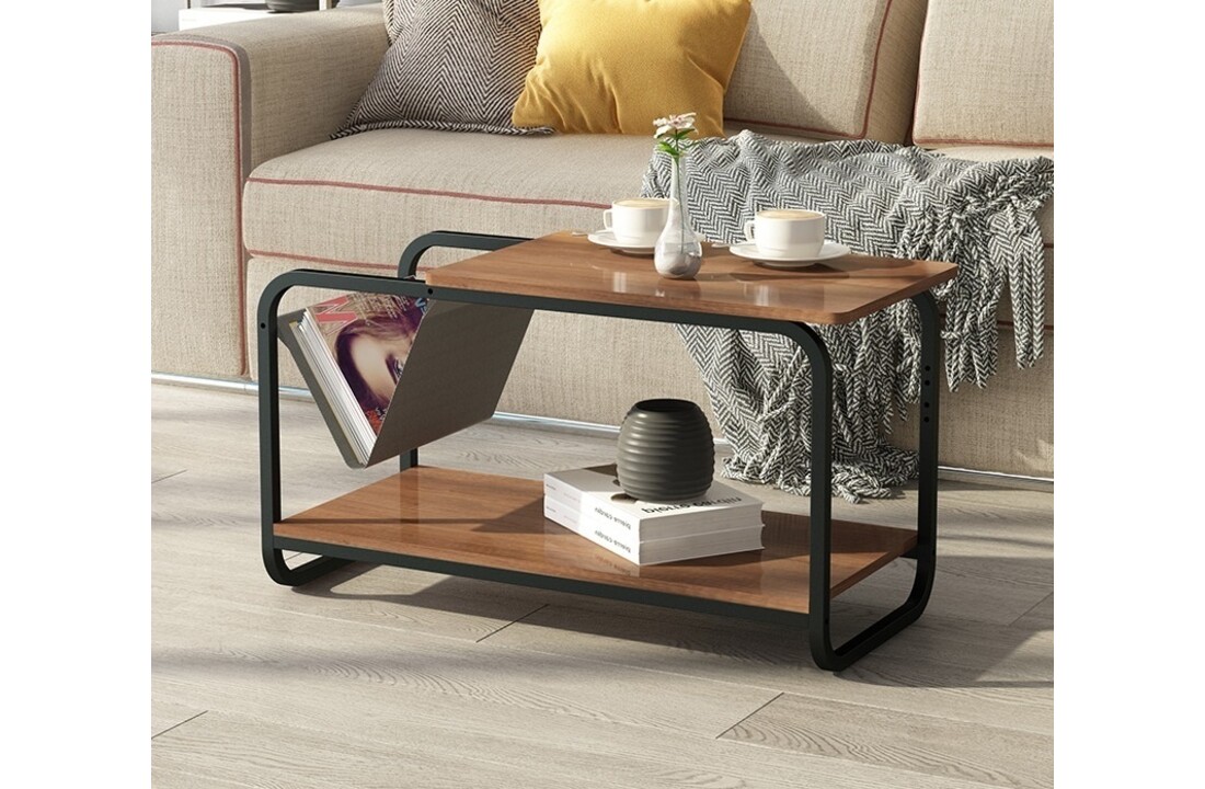 Bijzettafel industrieel zwart - 86,5x40x46 cm - Metaal & MDF