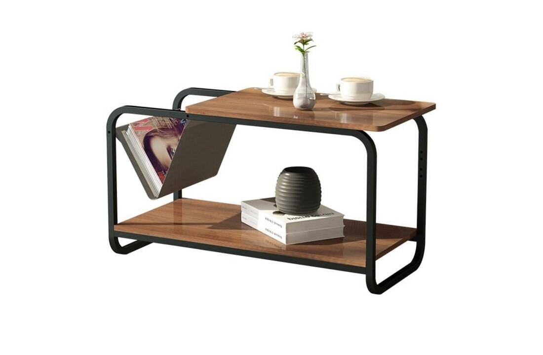 Bijzettafel hout metaal - 86,5x40x46 cm - Bruin/Grijs - Loft