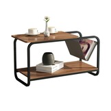 Bijzettafel hout metaal - 86,5x40x46 cm - Bruin/Grijs - Loft