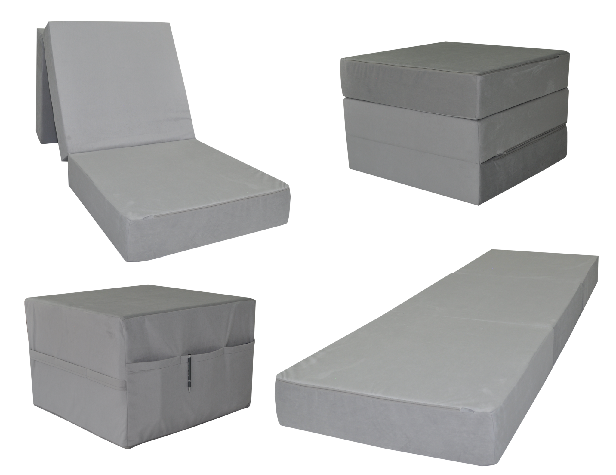 Opklapmatras | 195x65x15cm Grijs | Schuimmatras H2