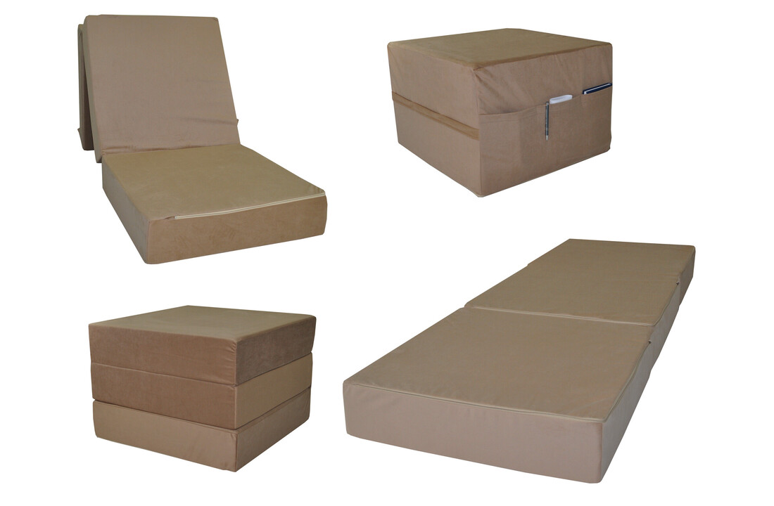 Opvouwbaar matras logeerbed 195x65x15 cm Cappuccino Schuim