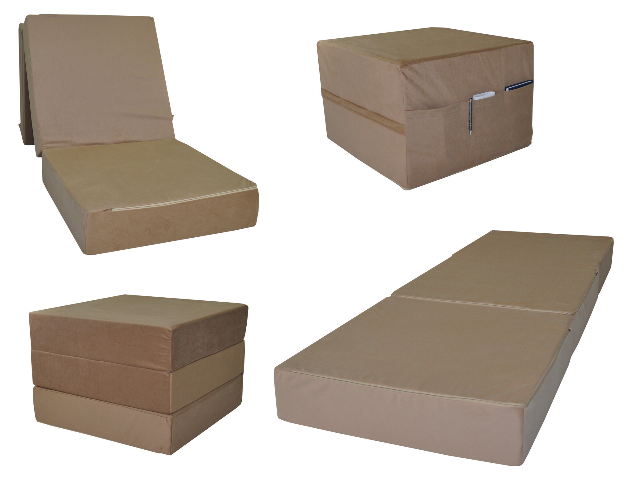 Opvouwbaar matras logeerbed 195x65x15 cm Cappuccino Schuim
