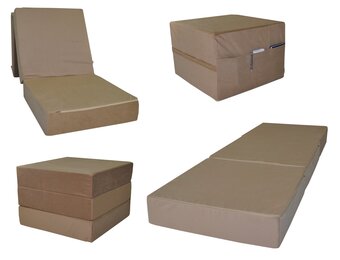 Logeermatras cappuccino opvouwbaar 195x65x15cm schuim H2