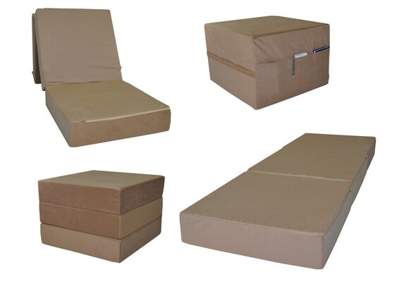 Logeermatras cappuccino opvouwbaar 195x65x15cm schuim H2