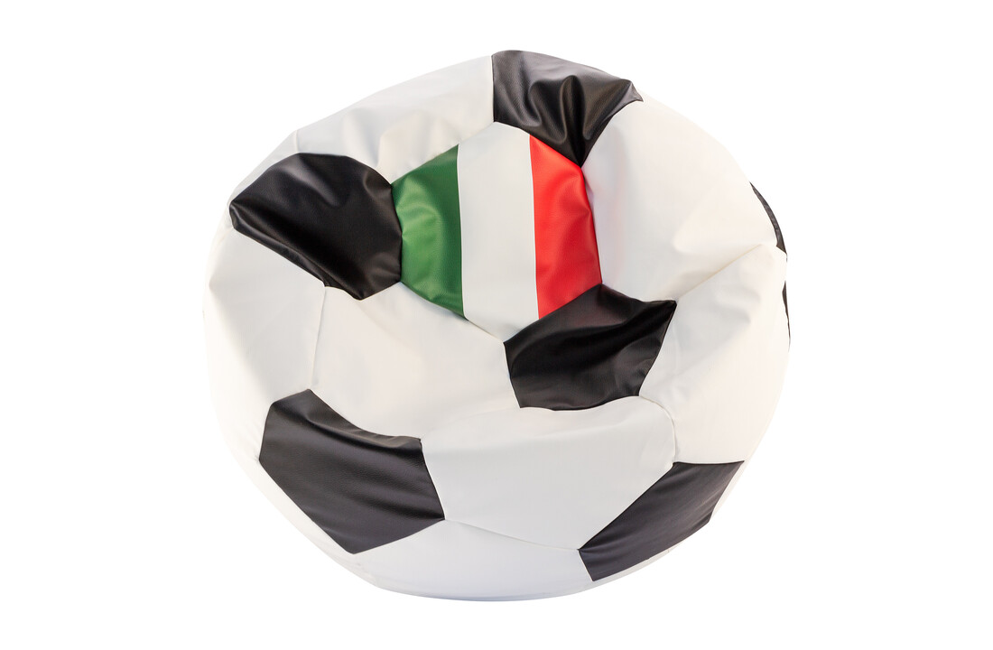 Zitzak voetbal Italië | Maat L | Ø 90cm | Eco-leer | Rood/Wit/Groen