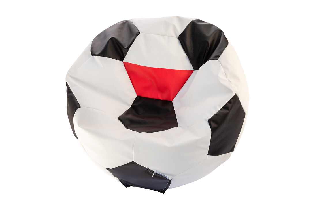 Voetbal zitzak Ø 90 cm, Polen, Eco-leer, Wit/Zwart/Rood