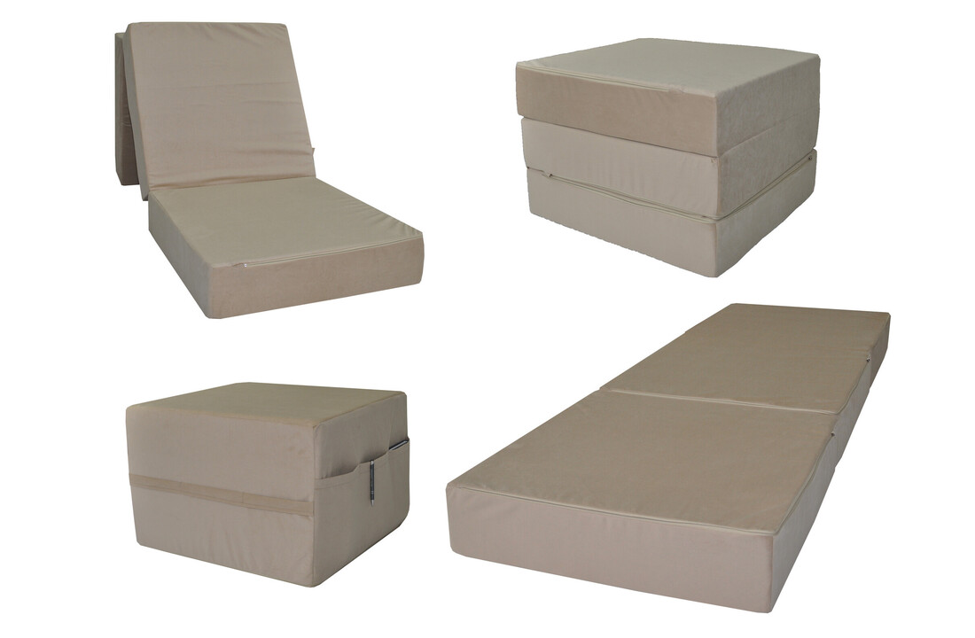 Opklapmatras logeermatras 195x65x15 cm beige T-25 schuim