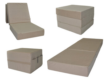 Opklapmatras logeermatras 195x65x15 cm beige T-25 schuim