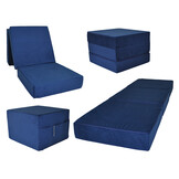 Opvouwbaar matras blauw - Marineblauw logeermatras 195x65x15 cm