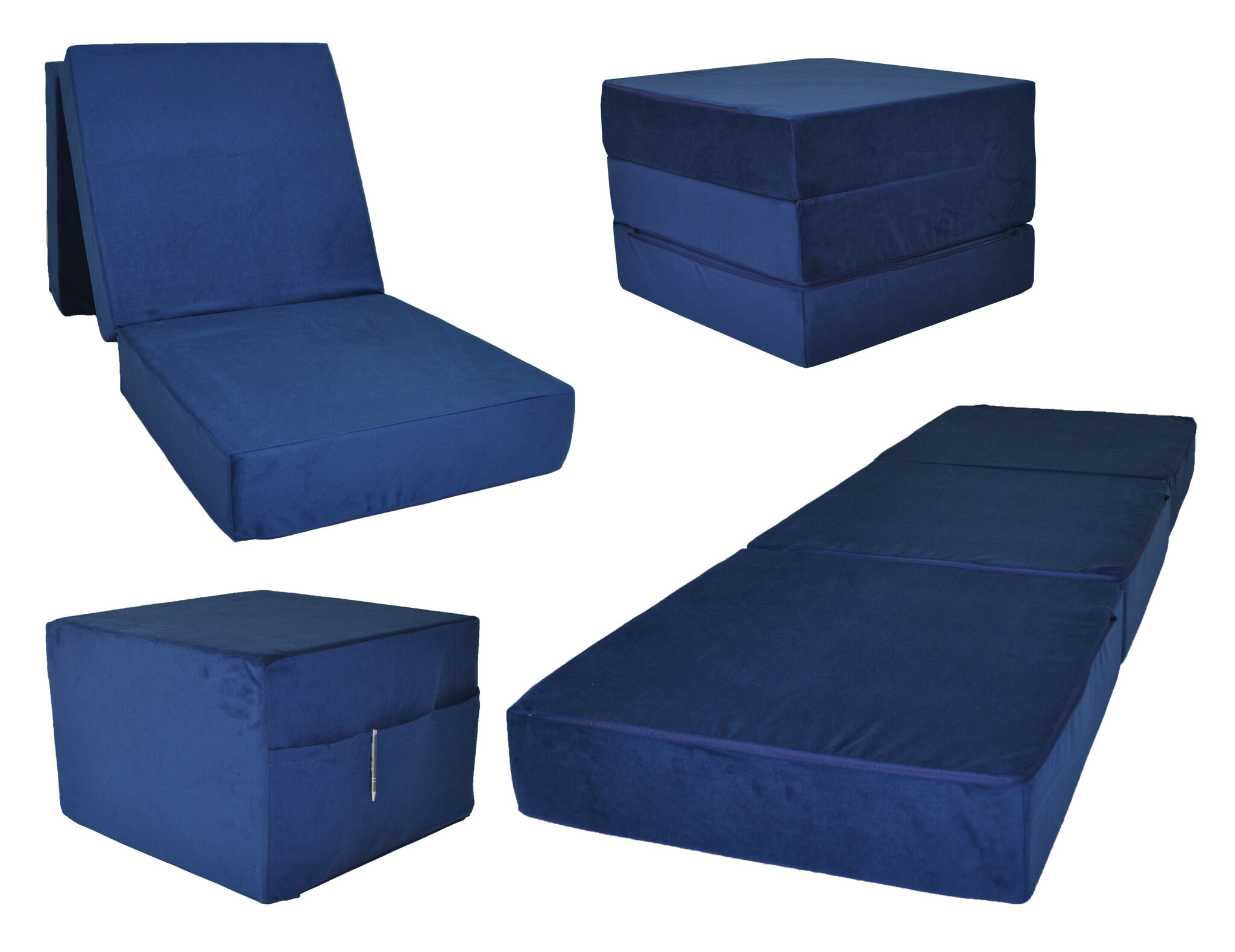 Opvouwbaar matras blauw - Marineblauw logeermatras 195x65x15 cm