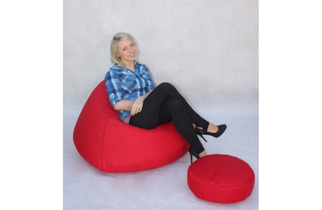 XXL zitzak rood | 70x100x100cm | polyester | incl. voetenbankje