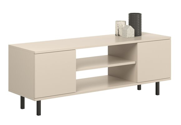 Dressoir open vakken FOCUS - 155x40x48 cm - Crème & Zwart