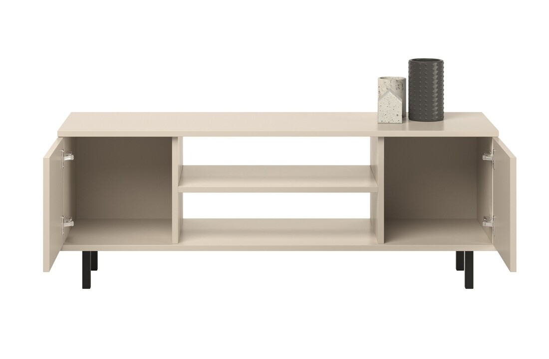 Dressoir open vakken FOCUS - 155x40x48 cm - Crème & Zwart