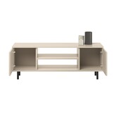 Laag tv meubel zwart 155x40x48 cm crème met zwarte poten