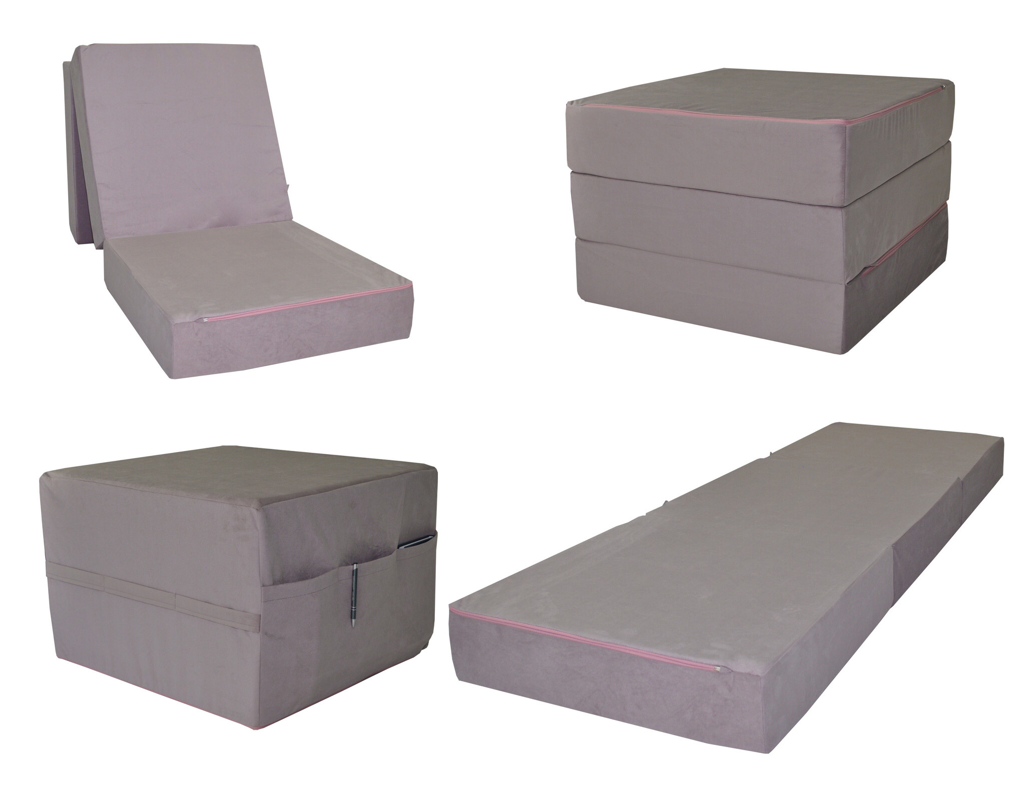 Opklapmatras logeermatras - 195x65x15 cm Lila Schuim