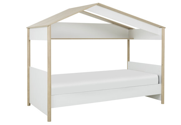 Kinderbed huisje 90x200 | Eiken & Wit | Hout