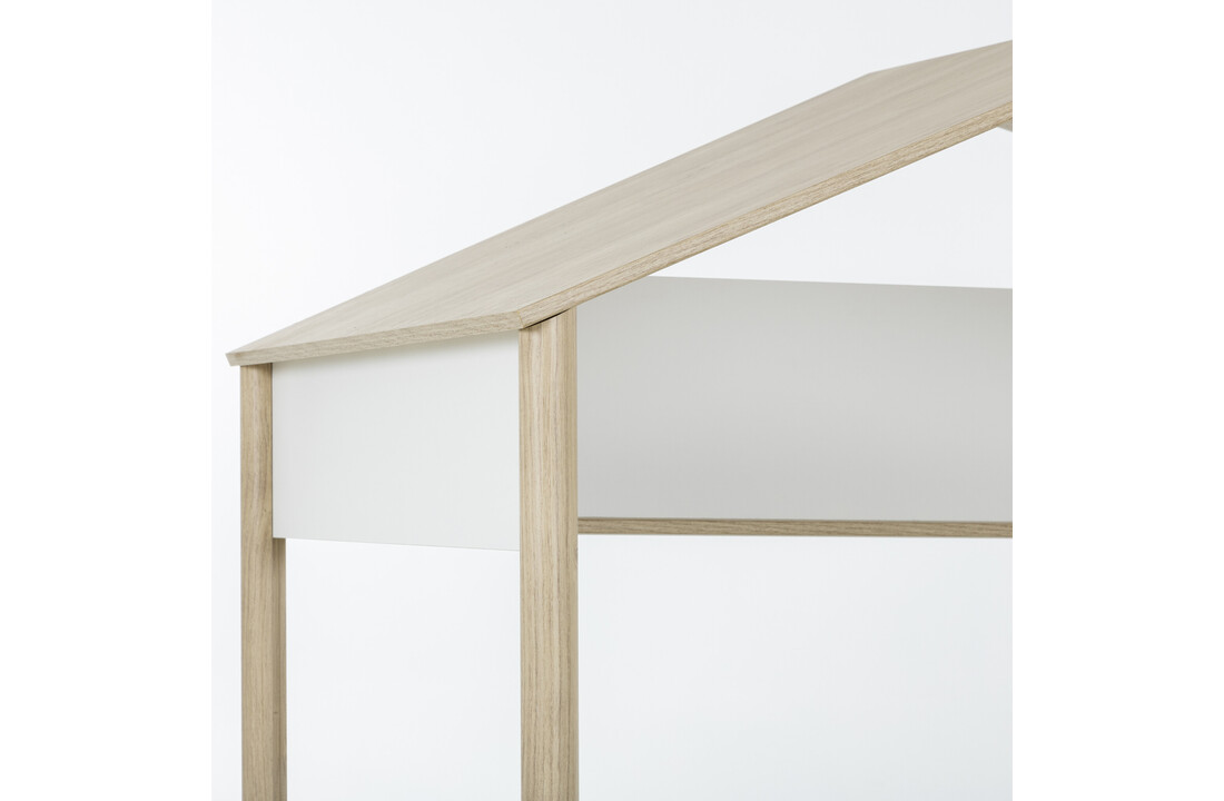 Kinderbed huisje 90x200 | Eiken & Wit | Hout