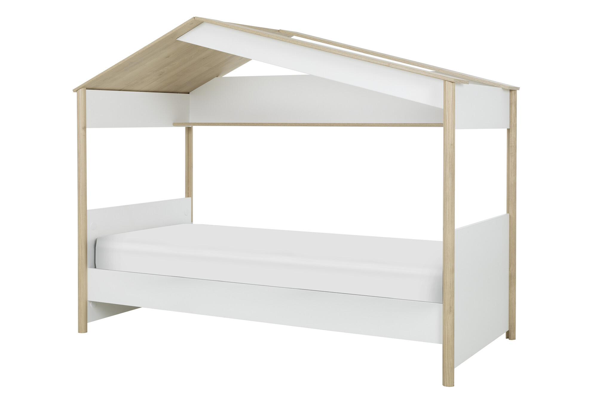 Bedhuisje wit eiken 90x200 cm - Kinderbed met speels design
