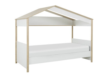 Bedhuisje wit eiken 90x200 cm - Kinderbed met speels design