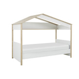 Bed met dakvorm 90x200 cm - Houten Kinderbed - Eiken Wit