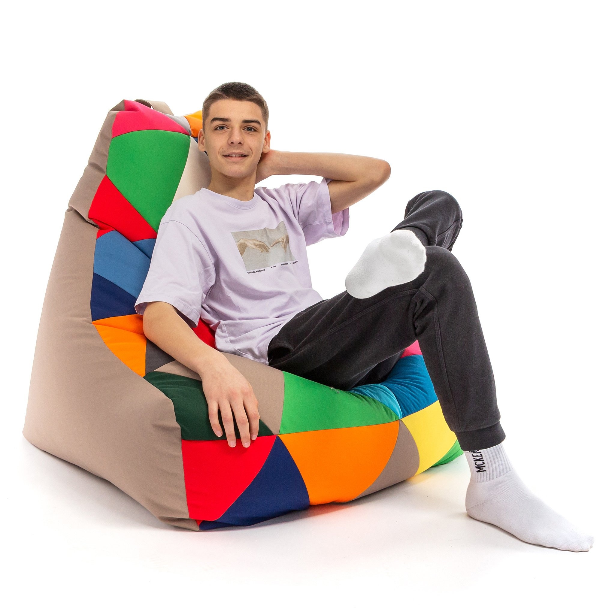 Grote zitzak tuin - KEIKO - 100x80x85cm - Bruin/Multicolor Outdoor Polyester