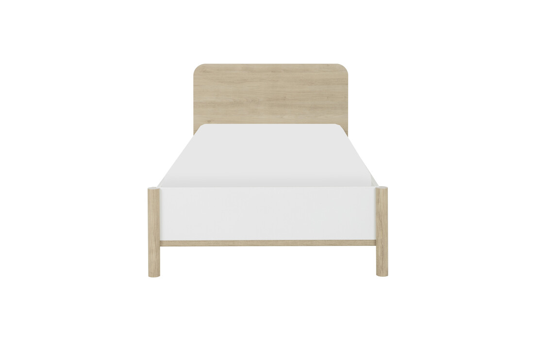 Bedframe rond hoofdbord 120x190 cm eiken wit hout