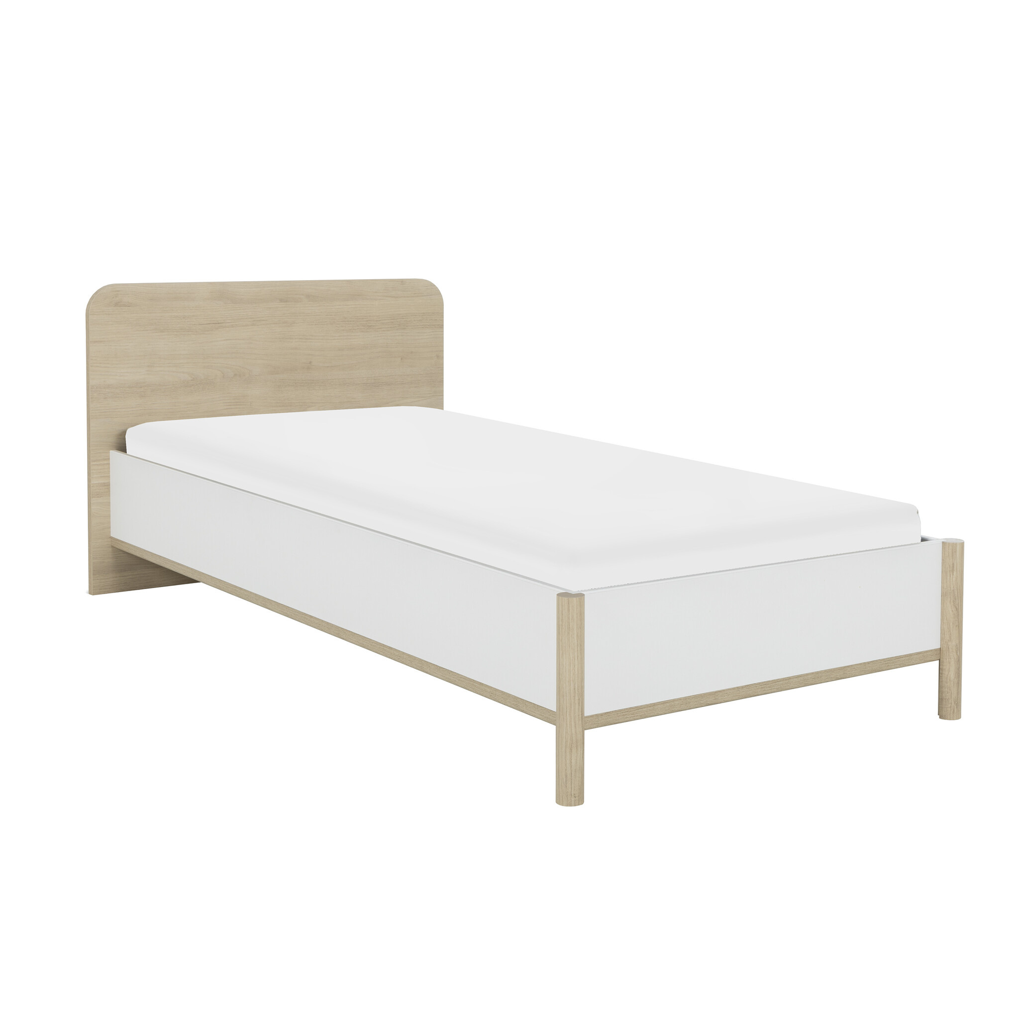 Bedframe rond hoofdbord 120x190 cm eiken wit hout
