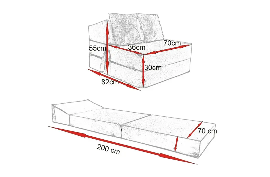 Logeermatras opvouwbaar - 200x70x15 cm - Bruin Foam