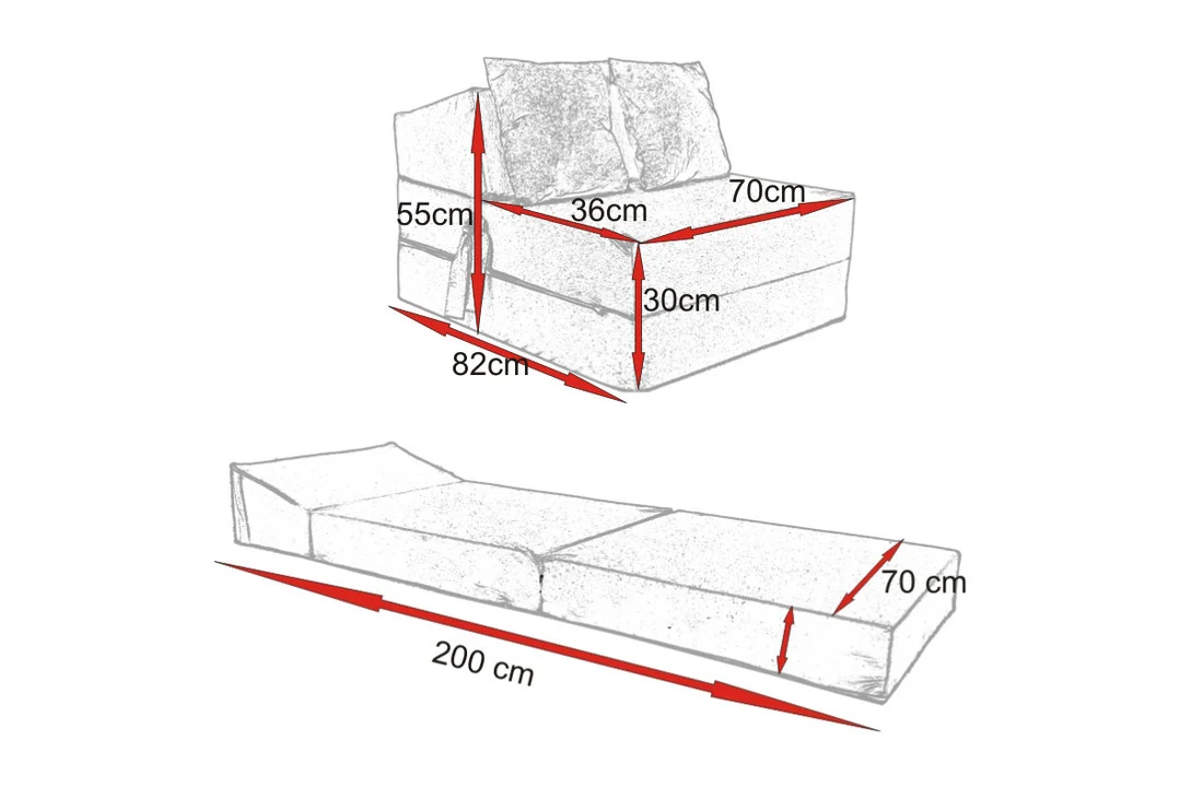 Logeermatras opvouwbaar - 200x70x15 cm - Bruin Foam