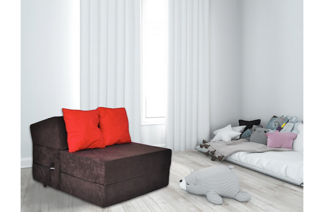 Reismatras bruin - 200x70x15 cm foam - Opvouwbaar logeermatras