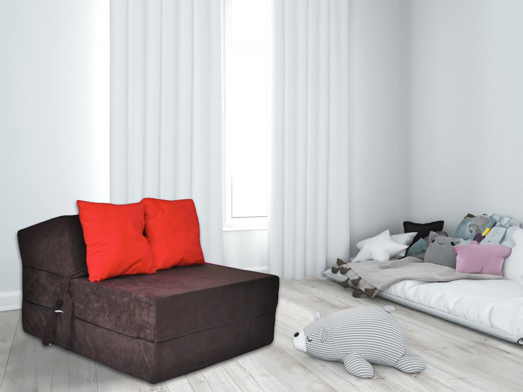 Reismatras bruin - 200x70x15 cm foam - Opvouwbaar logeermatras