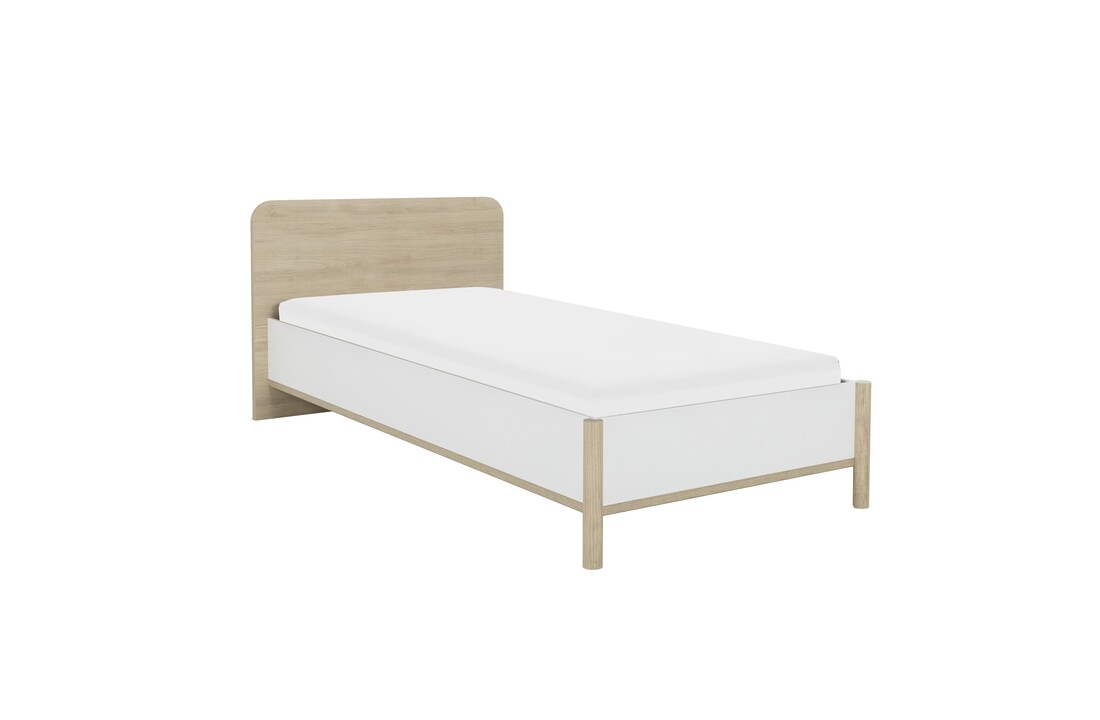 Eenpersoonsbed eiken wit MATIS 90x190 cm bedframe hout