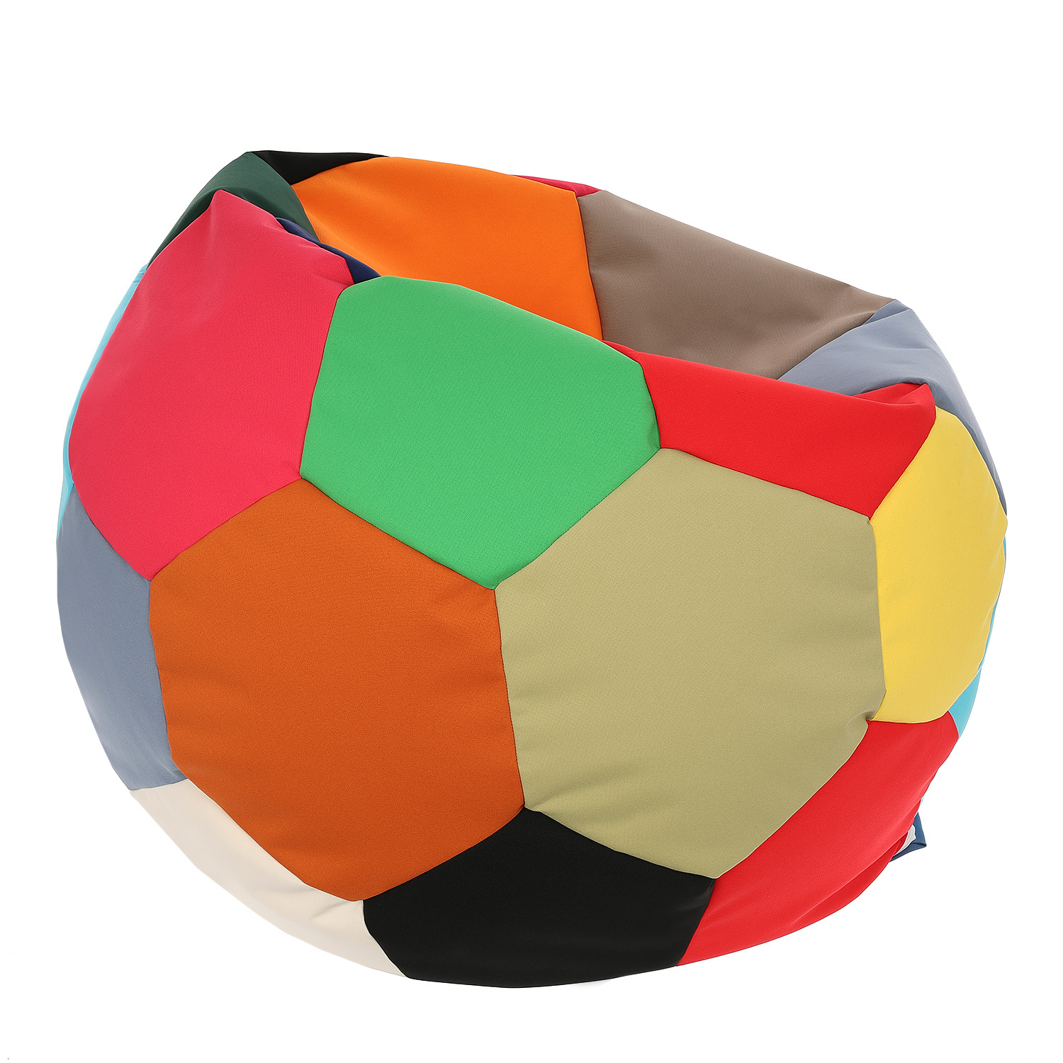 Grote zitzak voetbal - Maat L, Ø 90 cm, Multicolor, Outdoor Polyester