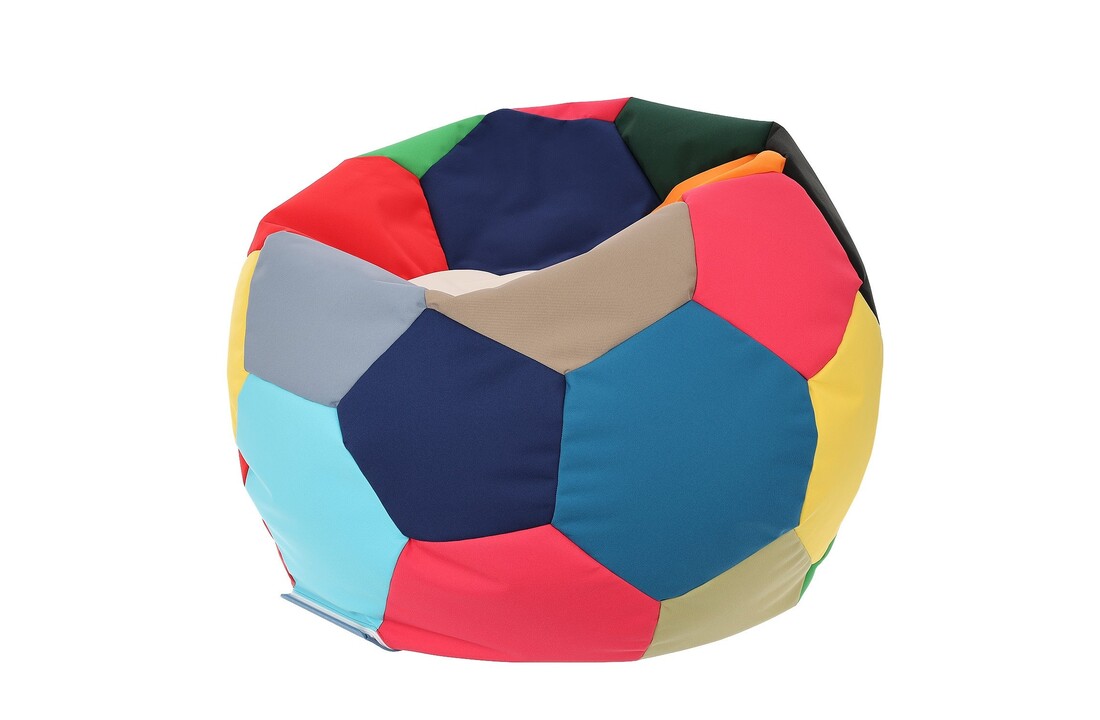 Grote zitzak voetbal - Maat L, Ø 90 cm, Multicolor, Outdoor Polyester