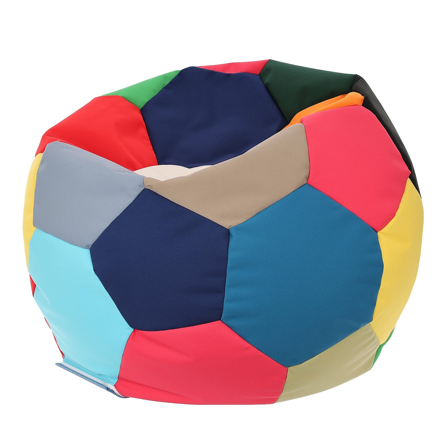 Waterdichte zitzak L - Voetbal design - Ø 90 cm - Blauw/Wit