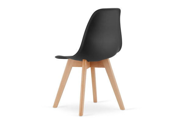Eetkamerstoelen set 4, zwart, polypropyleen, beukenhouten poten