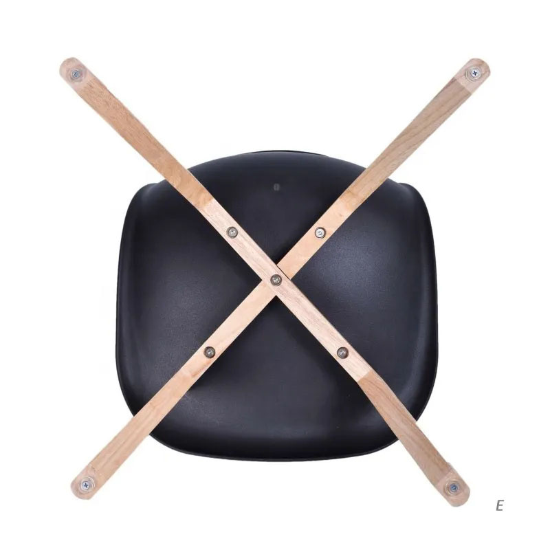 Eetkamerstoelen set 4, zwart, polypropyleen, beukenhouten poten