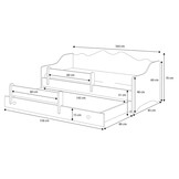 Bedbank kind roze - 160x80cm - Wit met Hartjesprint - Incl. 2 Matrassen